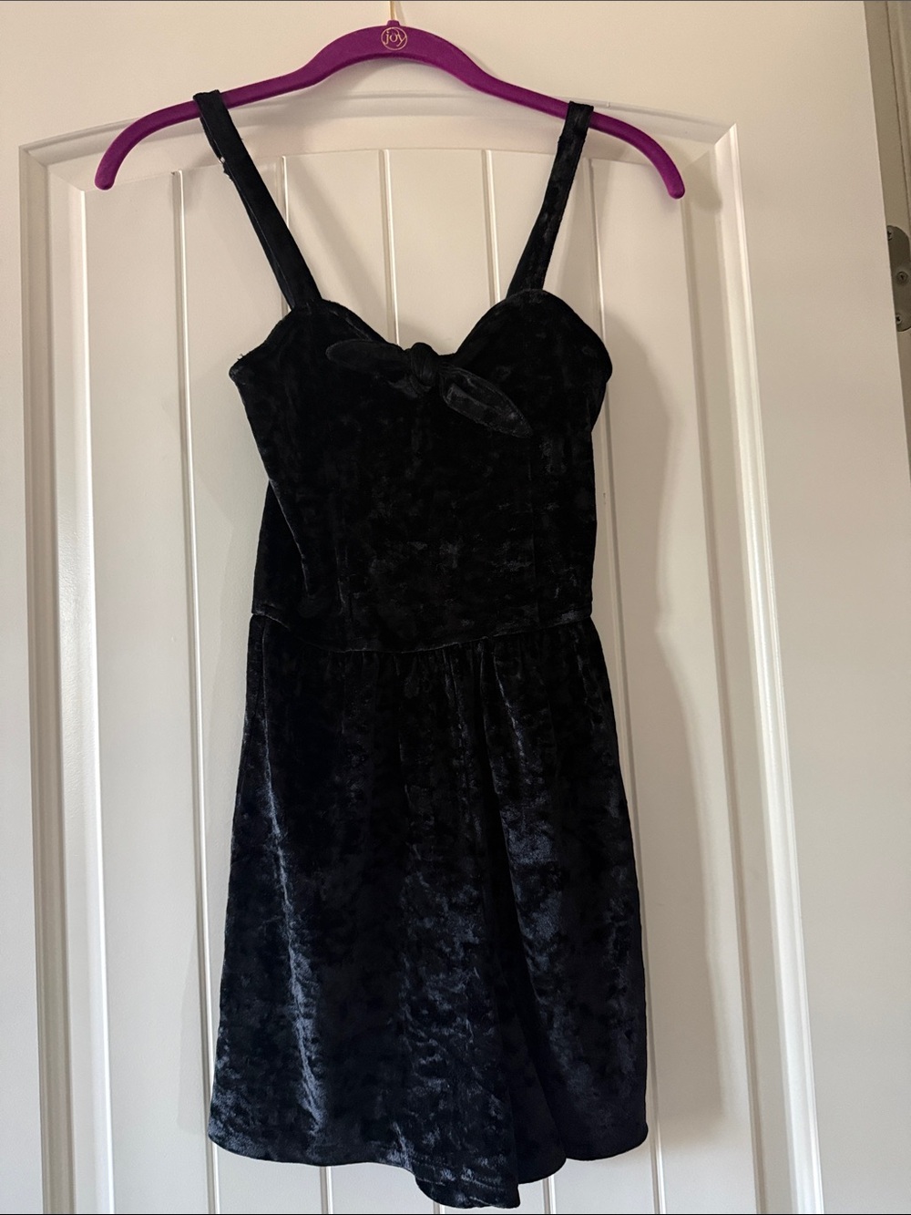 Hollister Black Velvet Tie-Front Romper with Adjustable Straps